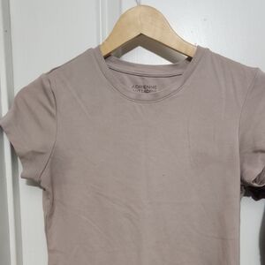 Adrienne Vittadini Women's Beige Short Sleeve Tee